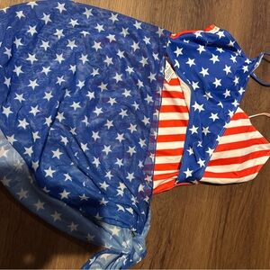 Patriotic Star and Stripe Swimsuit for 15 - 16yo per tag